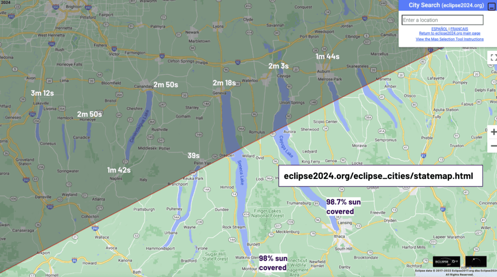 Total Solar Eclipse Totality Map 2024 Finger Lakes